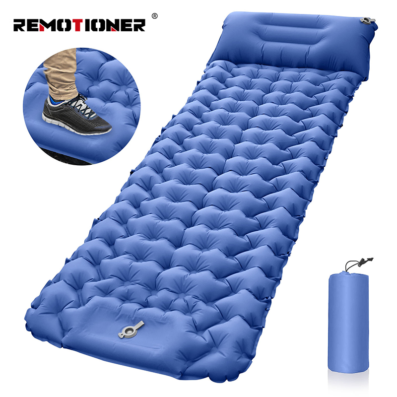 Yuzonc Double Camping Sleeping Pad, Inflatable Camping Pad Foot Press Ultralight 2 Person Camping Mat With Pillow For Camping Hiking Traveling Backpacking Tent-Orange, Full In | Whizz Self-Inflating Pads