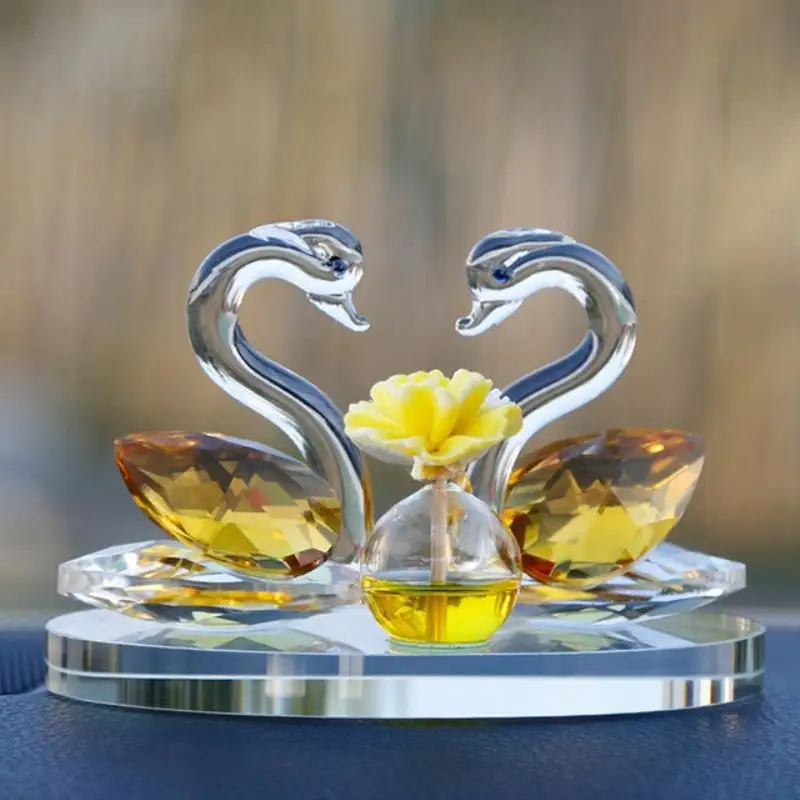 Hz Romantisch Kristallen Paar Zwaan Voor Huwelijksgeschenken Huwelijksgunsten/Bruiloftsgeschenk Crystal Animal Swan Glass Craft