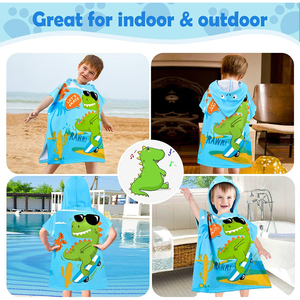 Peignoir poncho à capuche pour enfants bon marché Serviette de bain et de plage portable pour bébés Logo personnalisé pour la salle de bain - Product Image 6