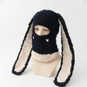 Sombrero de invierno de ganchillo unisex para mujer con máscara facial de oreja sombreros de Halloween máscara de esquí de oreja de conejo largo <span class=keywords><strong>Bacalava</strong></span> - Product Image 2