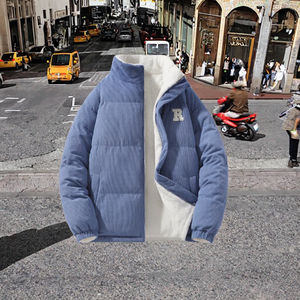 Blouson d'hiver matelassé pour homme, logo personnalisé, col montant, fermeture éclair en toile, style streetwear, 100% polyester, rembourrage en coton, camouflage - Product Image 3