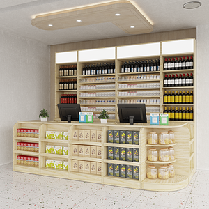 Mostrador de Caja Doble de Madera Hongbai, de Gran Venta, para Tiendas de Conveniencia y Supermercados - Product Image 1