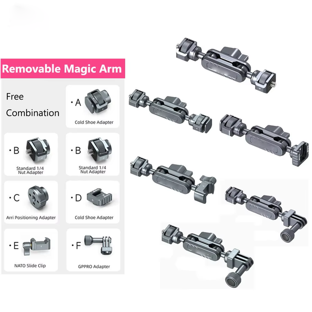 Removable Magic Arm Expansion Accessories with Ball Head Mount for Phone Camera Tripod Stabilizer Mic Free Combination