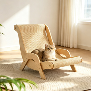Hamaca Rascadora Grande de Sisal Reemplazable OEM/ODM, Mueble de Madera para Mascotas, Cama de Ratán, Sofá Silla para Gatos - Product Image 3