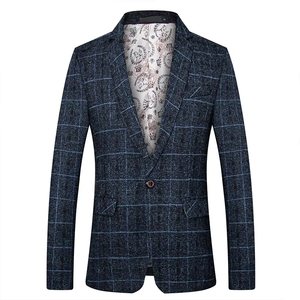 Veste de costume décontractée en coton pour <span class=keywords><strong>homme</strong></span> grande taille, motif chevrons rétro, sans repassage, coupe ajustée, <span class=keywords><strong>style</strong></span> gentleman - Product Image 4