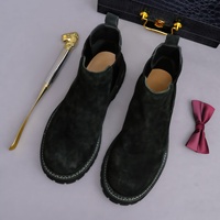 Bottes Chelsea en cuir de cheval élastiques mi-mollet pour hommes, grandes tailles, avec semelle épaisse en caoutchouc, élégantes, décontractées, prêtes pour le travail, chaudes