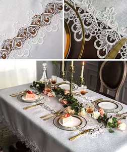 Rectangular Lace Tablecloth Floral Embroidery Macrame Design Farmhouse Rustic Kitchen <strong>Dining</strong> <strong>Table</strong> <strong>Cover</strong> - Product Image 6