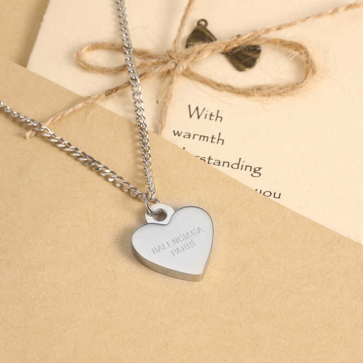 Classic style high polish stainless steel Thick Solid Engraved Blank Heart Pendant Necklace Women Jewelry Engraving Necklaces Classic style high polish stainless steel Thick Solid Engraved Blank Heart Pendant Necklace Women Jewelry Engraving Necklaces