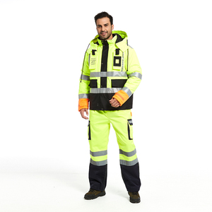 Conjunto de Ropa de <span class=keywords><strong>Trabajo</strong></span> de Alta Visibilidad Premium |   Uniforme Reflectante Cálido y Duradero para Trabajos Nocturnos en Construcción y Carreteras - Product Image 2