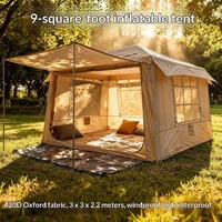 Tente gonflable Oxford 420D double couche 3 x 3 x 2,2 m, imperméable, résistante au vent, protection contre les moustiques, camping trois saisons