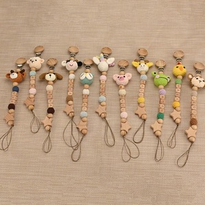 Clip para chupete de gel de sílice de color sólido transfronterizo con nombre, soporte seguro para juguetes con forma de animal, clip personalizado para chupete - Product Image 3