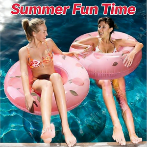 Bouées de piscine gonflables en PVC rose pêche en gros d'usine - Tubes et anneaux de natation pour la décoration de fêtes à la plage - Product Image 3