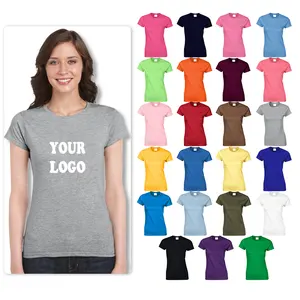 Women's USA Size T-shirts DIY Oversized Women Shirts Plus Size Custom Logo 100% Cotton O-Neck T-shirt For Women