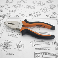 Pince combinée Pince en acier au carbone Alliage de nickel poli All Star Offres Spéciales Linesman Plier orange noir