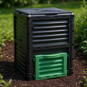 Compostador Exterior de 80 Galones Negro Verde con Puerta Inferior para Aireadores de Compost - Product Image 2