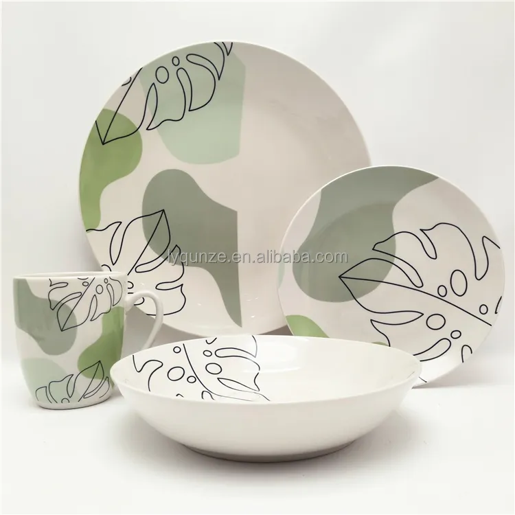 Производитель Китай, 16 фарфоровых наборов посуды, дизайнерские наклейки, керамические обеденные наборы с молочными кружками, посуда