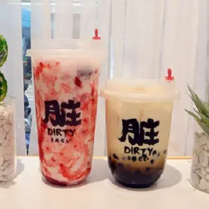 Transparan 32 Oz Teh Susu Takeaway Jelas 700Ml Cangkir Plastik Kopi Sekali Pakai Milktea Boba Pet Bentuk U Cangkir