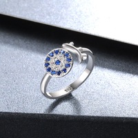 925 Sterling Silver Turkish Evil Eye Rings pour femmes Cubic Zirconia Evil Eye Signet Ring