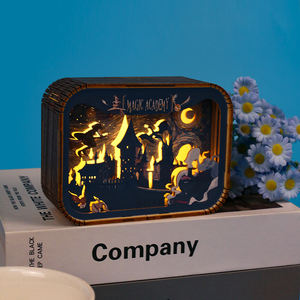 מנורת עץ מותאמת אישית led 3d לילה אור חיתר הקסם טירה שולחן מנורת חדר תפאורה שולחן אור בית קישוטים מתנה לילדים - Product Image 3