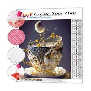 Cuadro de pintura de diamantes estrellas Luna taza de leche diamante pintura arte Kit DIY regalos únicos