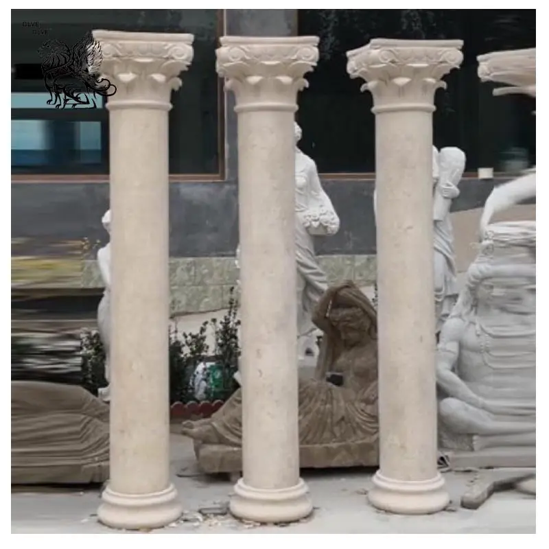 Colonne romaine de jardin en marbre naturel classique avec piédestal de style corinthien pour la décoration intérieure