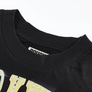 T-shirt da uomo oversize con stampa teschio, girocollo, maniche lunghe, stile streetwear americano, con applicazioni di strass, design di tendenza - Product Image 3