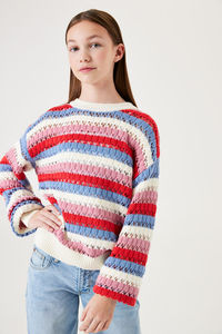 OEM ou ODM chandails tricotés automne-hiver pour les adolescentes pulls à rayures colorées chandails de marque minces pour les filles - Product Image 6