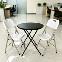 Table de bar pliante de qualité commerciale, plateau rond en aluminium, résistante aux intempéries pour l'extérieur, idéale pour les fêtes