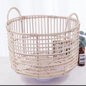 Cesta redonda de mimbre de ratán para la ropa sucia, cesta de almacenamiento de ropa sucia tejida de gran capacidad - Product Image 2