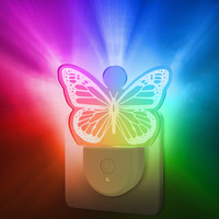Lampu malam LED Sensor cahaya, colokan gelembung akrilik 3000 W Mode dinamis suhu putih hangat 0.5 K warna RGB