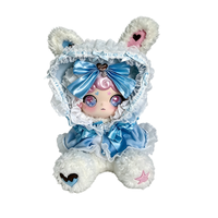 Prêt à être expédié maintenant : Peluche Ours Lolita Mengqi Bleu & Blanc, Adorable Poupée en Peluche avec Nœud et Dentelle pour Collectionneurs