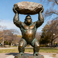 Sculpture de gorille en bronze géant, statue d'animal de taille réelle pour zoo, parc et décoration artistique commerciale