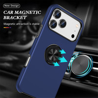 360 °   Draaibare iPhone 17 plastic hoesje blauwe case voor iPhone 17 Pro Max hoesje met verborgen standaard voor iPhone 17 Air telefoonhoesje