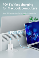 IBD Venta al por mayor original PD45W GAN Cargador de pared rápido 2 puertos USB tipo C cargadores y adaptadores multifunción para teléfono celular portátil 15