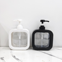 Bouteilles en plastique PET transparentes carrées vides de 500 ml avec pulvérisateur à pompe pour l'emballage de savon liquide, soins personnels, impression sérigraphique