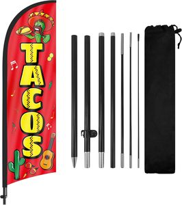 New Polyester Roadside Garden AD Personalized Advertising Outdoor Custom Tacos Beach Feather Flags Custom Banner