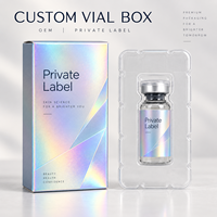 Boîte à flacons OEM en carton holographique pliable avec insert en plastique transparent pour échantillons
