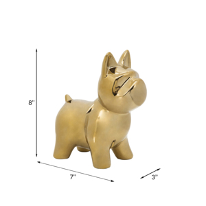 Scultura decorativa in ceramica a forma di cane con finitura dorata, accessorio per la casa, da esporre su scaffali e tavolini da caffè - Product Image 4