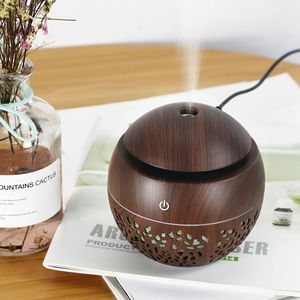 Wood Grain Mushroom Humidifier Usb Powered Small Home Aroma Diffuser With <b>Light</b> Wood Dark Wood Option - Product Image 1