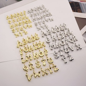 JS2004 Popular <strong>Silver</strong> 18k Gold Plated Bubble Balloon Puff Puffy Alphabet Initial Letter <strong>Charms</strong> Pendants - Product Image 5