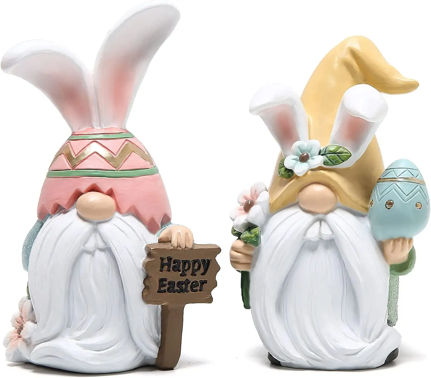 2 Pack Spring Easter Home Decorations for Resin Gnomes Decor Ornaments Table Bunny Gnomes Eggs Gifts