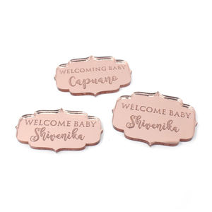 Personalizzabile in acrilico dorato targa nome del bambino personalizzato festa di nozze e Baby Shower <span class=keywords><strong>torta</strong></span> decorazione fornitura - Product Image 4