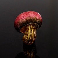 European American Gold Vermeil Sand Blast Designer Anhänger Halskette mit Fallschirm Heißluft ballon Emaille Pilz