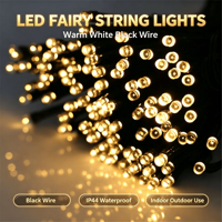 Premium 10m Solar Star LED-slingers IP44 Waterdicht Warm Wit Koperdraad Feestverlichting voor Tuin Valentijn Bruiloft Decoratie