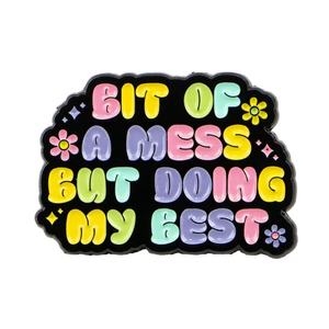 Broche de graduation pyramide avec citation mignonne, badge en métal lettre dessin animé, nickel noir, accessoires vestimentaires tendance - Product Image 6