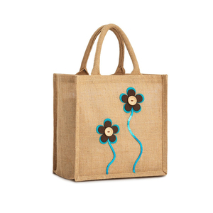 Sac fourre-tout en jute tissé moyen, réutilisable, en fibres naturelles, pour courses, supermarché, commerce de détail, emballage alimentaire - Product Image 1
