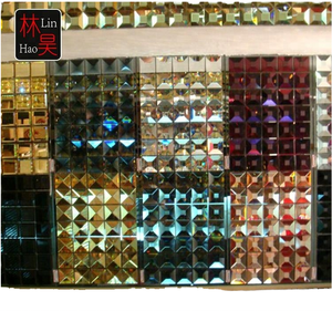 Tuiles de mosaïque en verre de couleur or biseauté de 5 à 12 mm, éclairage LED pour la décoration de mariage, pour les hôtels - Product Image 1