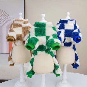 Xadrez velo cão macacão bonito pet roupas novo inverno quente cão futebol jersey pet roupas - Product Image 2