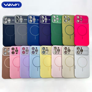 Coque de téléphone magnétique en silicone liquide VAWI S077 avec <span class=keywords><strong>film</strong></span> de protection d'objectif à grande fenêtre pour iPhone 11 12 13 14 15 16 17 Pro Max - Product Image 2