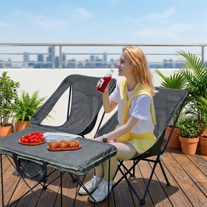 Sedia e Tavolo Pieghevoli Stile Glamping per Esterni - Kit Completo con Borsa Portaoggetti, Tavolo Avvolgibile per Pesca e Campeggio - Product Image 1
